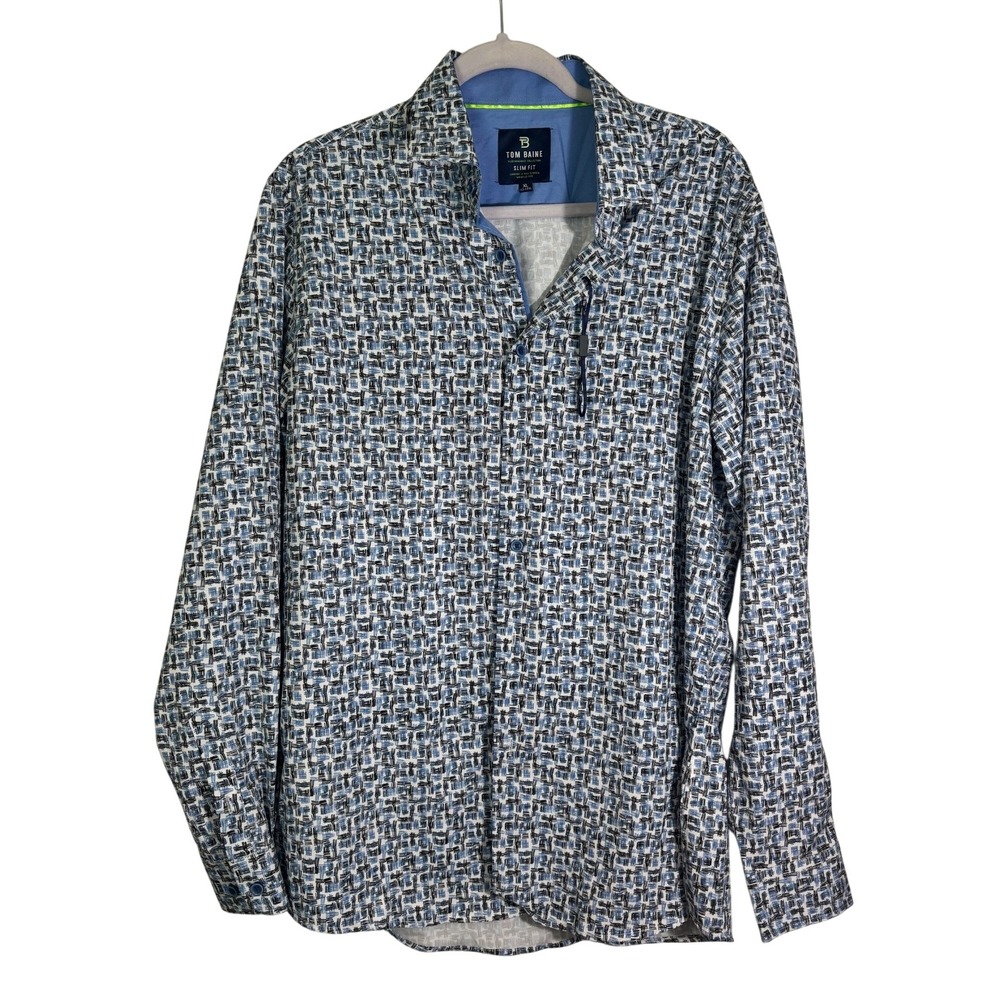 Tom Baine Performace Collection Slim Fit‎ Comfort Blue Pattern Size XL NWOT